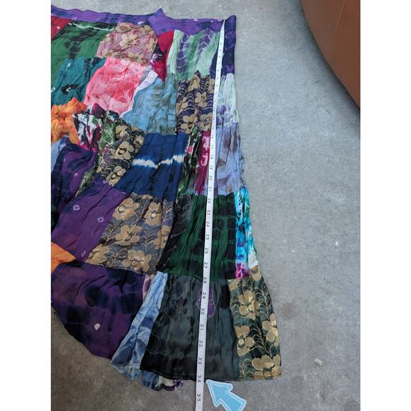 Vintage Patchwork Maxi Skirt Size 3X Multicolored Boho Festival Eclectic Alt - Picture 6 of 9